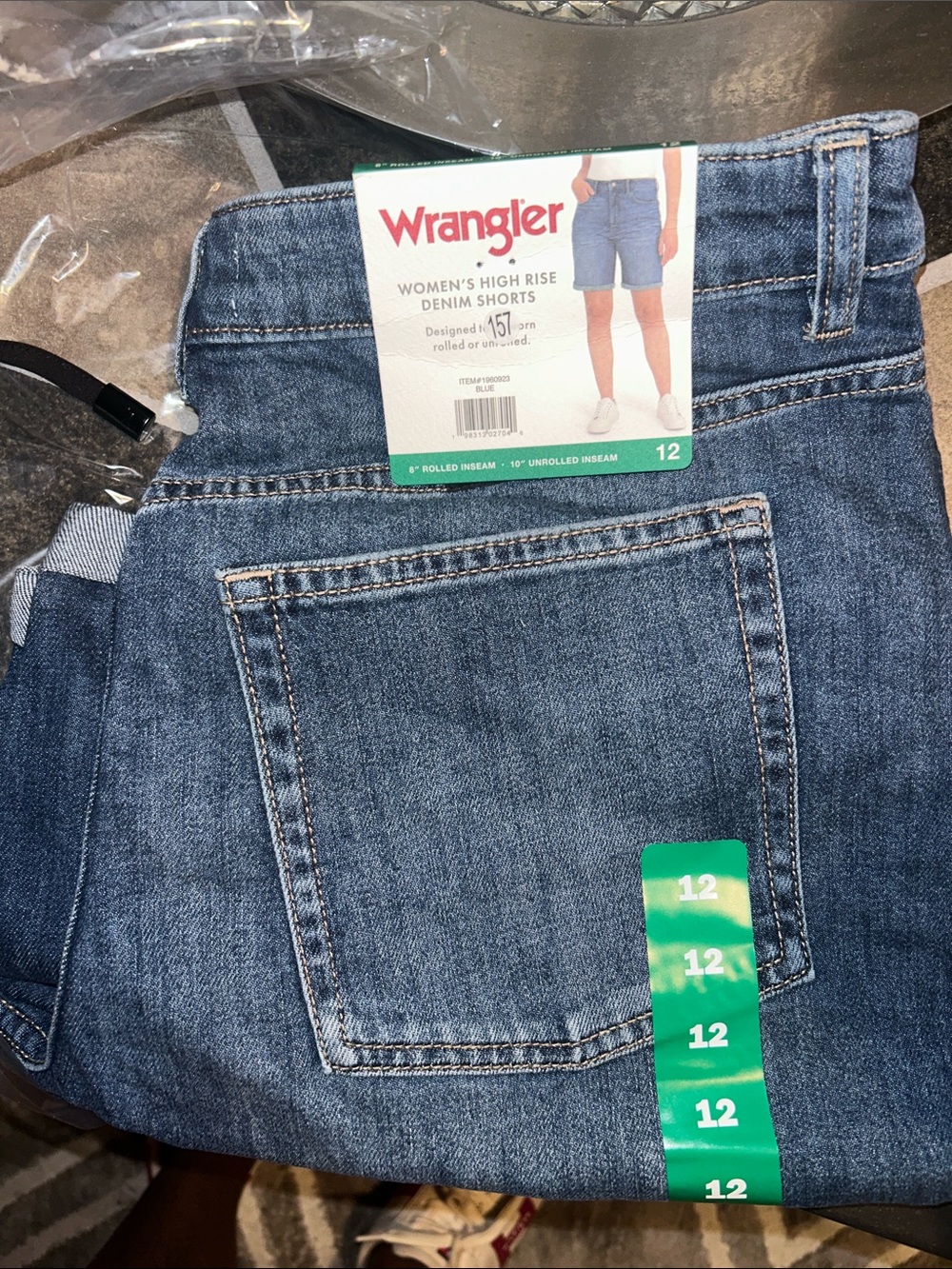 Wrangler Women's High Rise Denim Shorts in Medium Blue